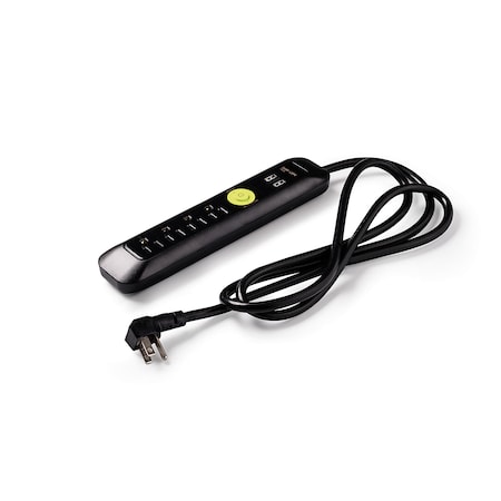 Easylife Tech Power Strip, Surge, USB, 6 ft., Black 0-2628-N